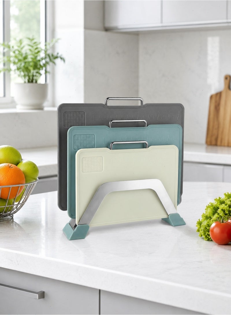 Kitchen Plastic Cutting Board Set of 3, Professional Cutting Boards Dishwasher Safe Chopping Boards with Holder and Handle for Meat, Veggies, Fruits, Different Sizes & Non Slip - Image 5