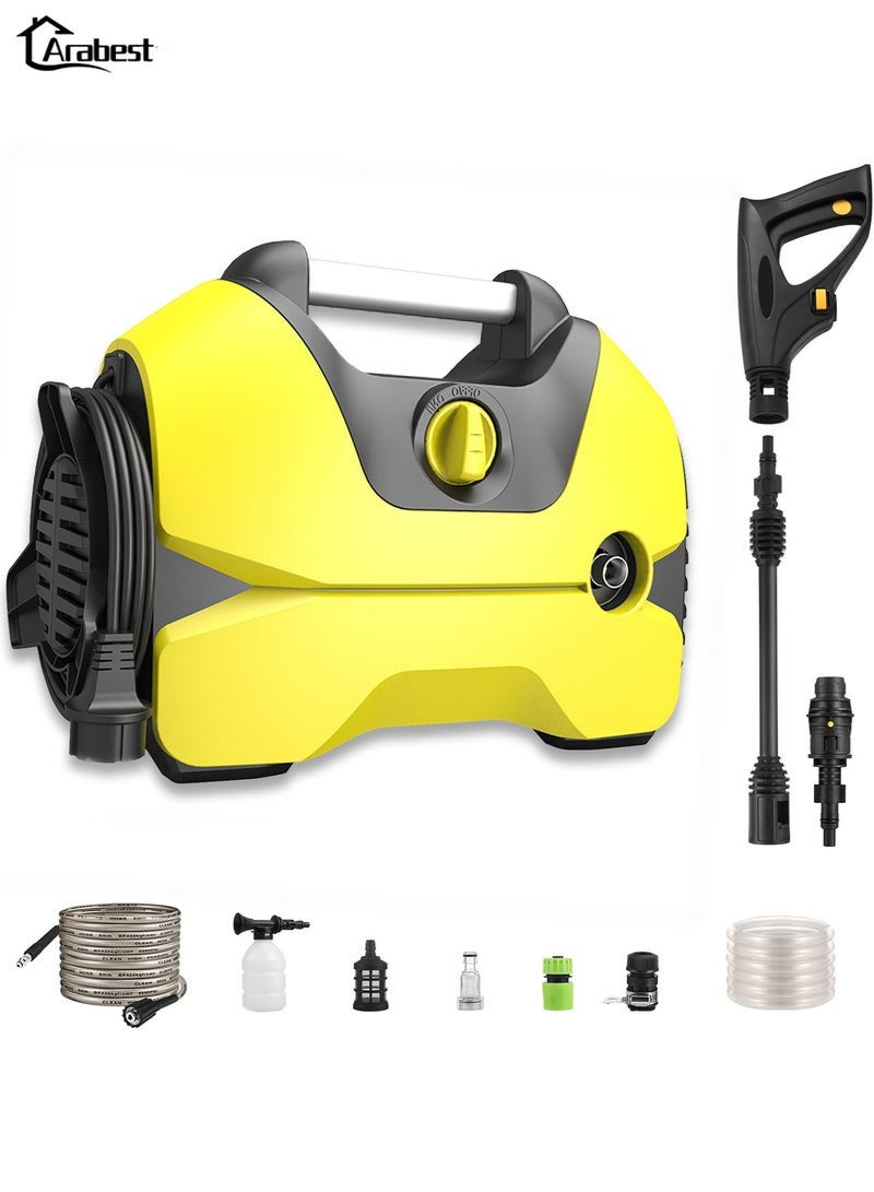 2800W Electric High Pressure Washer 2000 PSI - 1.2GPM Power Cleaner with Foam Cannon & 5 Nozzles for Cars, Patios, Fences, Driveways - Professional Home Cleaning Machine