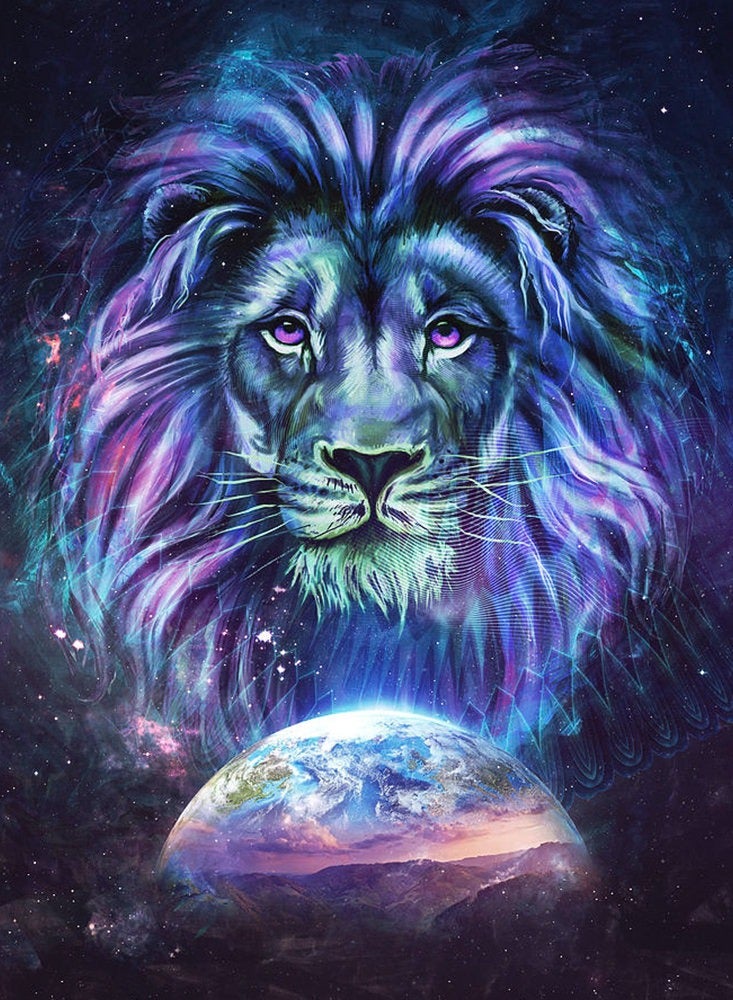 Diamond Painting Kits Blue Lion 5D Diamond Art Kit Full Square Drill Diamond Painting Kit for Adults Beginner Painting with Diamonds Animal For Adults Home Wall Decor 30x40cm/11.8x15.7inch - Image 1