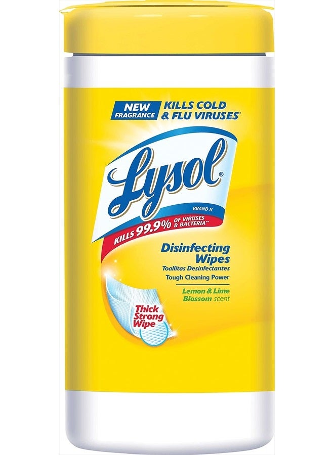 Lysol مناديل مطهرة، مناديل تنظيف مضادة للبكتيريا متعددة الأسطح، للتعقيم والتنظيف، برائحة الليمون وزهرة الليمون، 80 قطعة (عبوة من 1) - Image 2