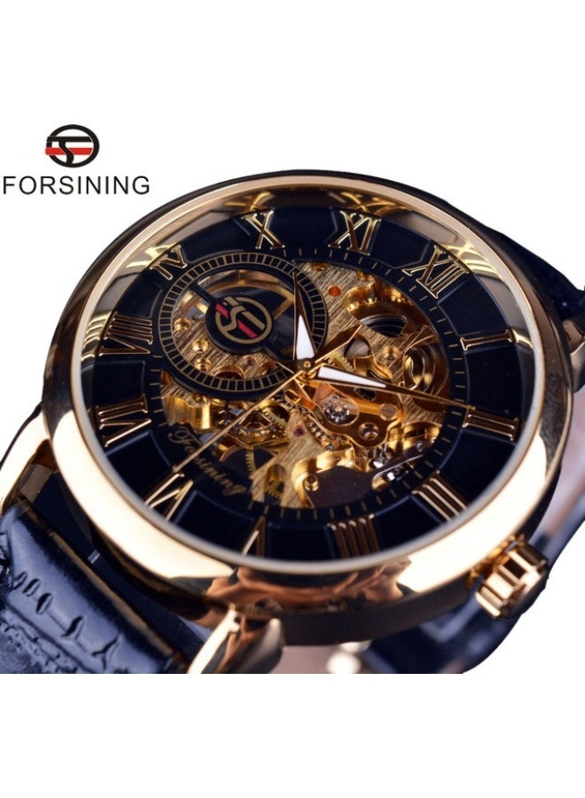 FORSINING Men's 3D Hollow See-Through Case Mechanical Watch - Image 1
