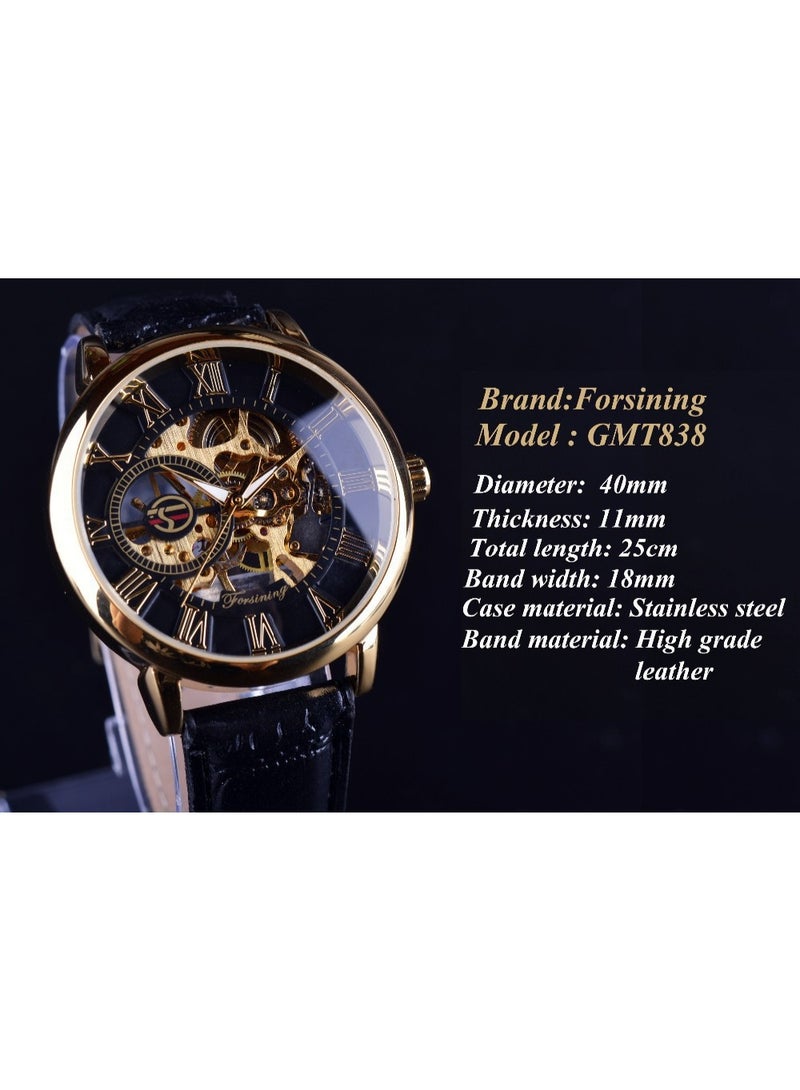 FORSINING Men's 3D Hollow See-Through Case Mechanical Watch - Image 5