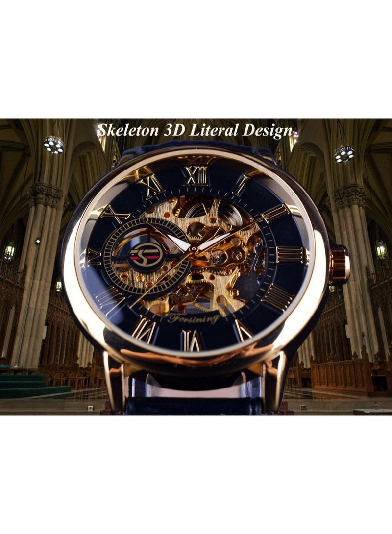 FORSINING Men's 3D Hollow See-Through Case Mechanical Watch - Image 4