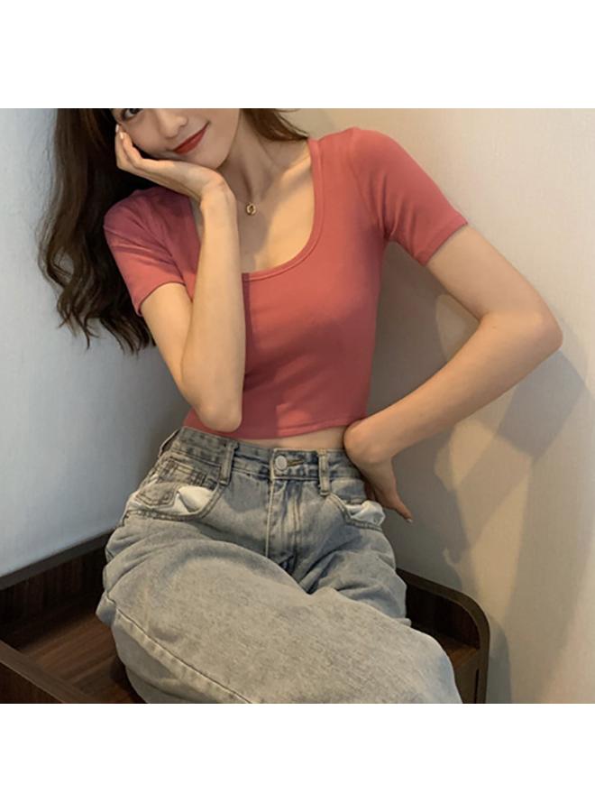 Undershirt Women's Summer New Short-sleeved T-shirt Women's Korean-style Slim-fit Slimming Navel Top Women's Clothes