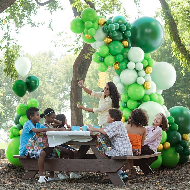 Haolongfa Green Balloon Arch Garland Kit, 131PCS Shades of Green and Metallic Gold Balloons in Different Sizes for Christmas, Baby Shower, Birthday, Dinosaur Jungle Safari Party Decorations - Image 4