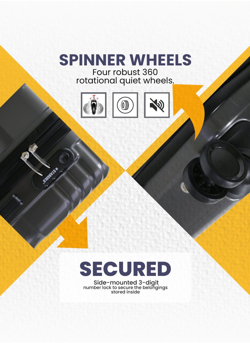 Stargold ABS+PC Spinner  Wheels Trolley Luggage Number Lock Smart Carry On Suitcase 20 Inches  - Image 4