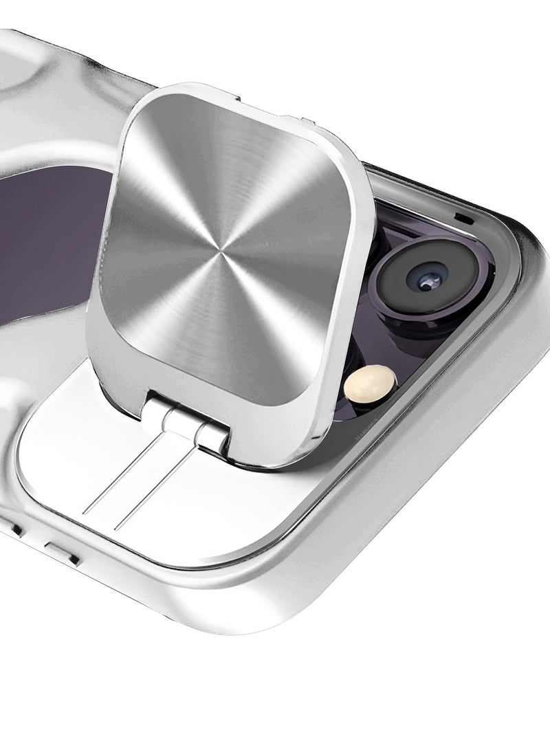 CATANES Slim Soft Case for iPhone 14 Pro Max - TPU Shockproof Case with Lens Protection Kickstand and Logo View Window - Grey - Image 3