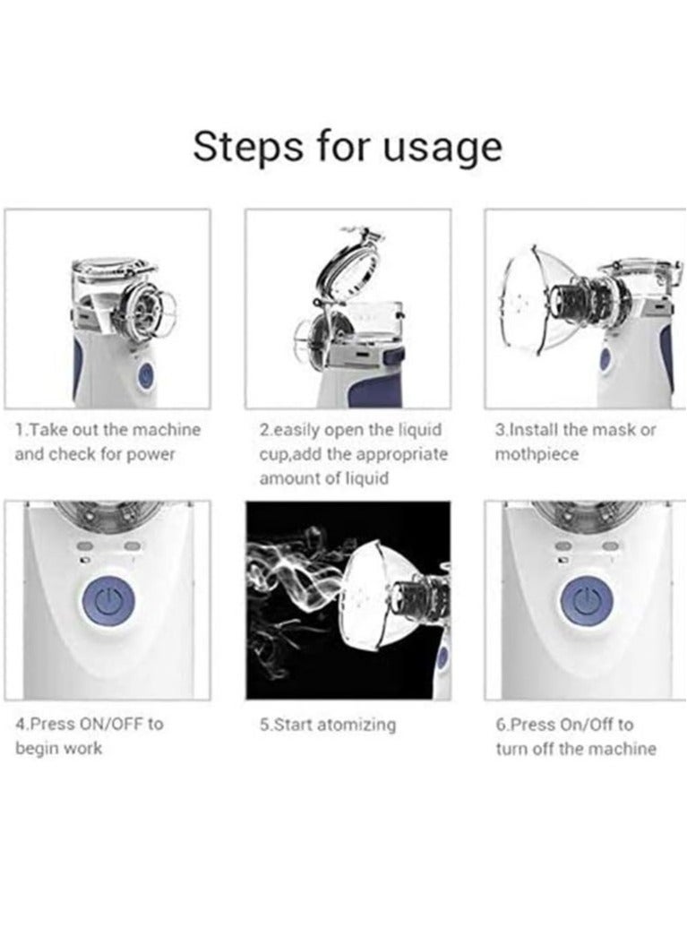 ELTRAZONE Handheld Mini Atomizing Vaporiser Portable Lightweight Cool Mist Humidifier Professional Ultrasonic Nebulizer Ideal for Daily Use Health Care Masks Steaming,Blue - Image 3