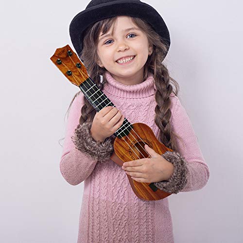 QDH Kids Toy Ukulele Kids Guitar Musical Toy17 Inch 4 Steel Strings with PickEarly Educational Learning Musical Instrument Gift for Preschool ChildrenWooden Color 17inch - Image 5
