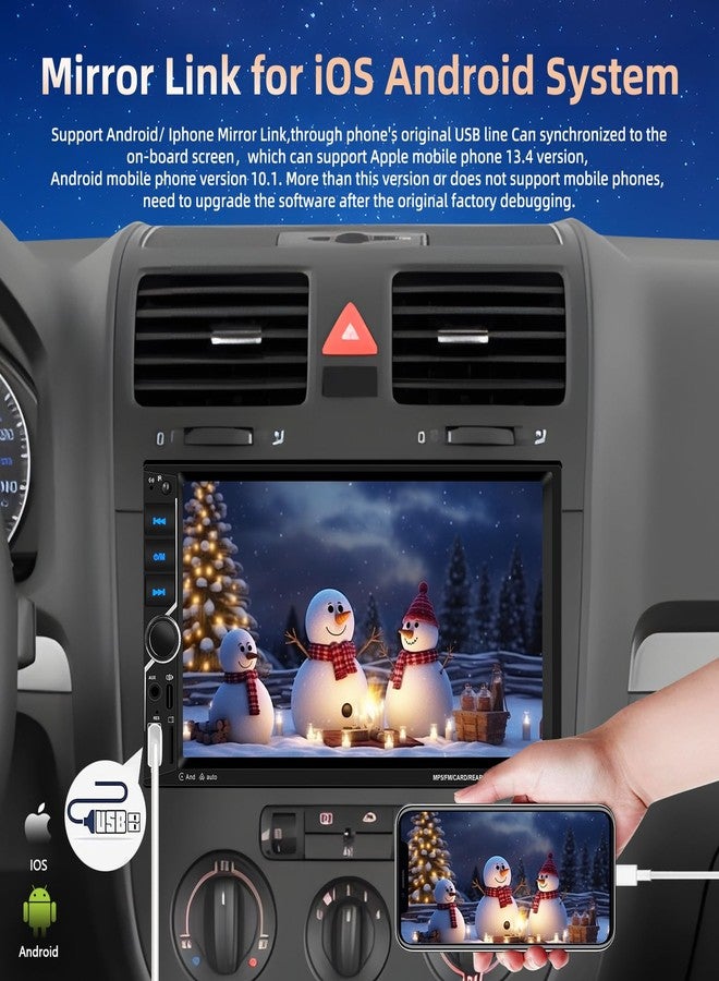 Podofo [Upgrade] Podofo Wireless Carplay Car Stereo,7 Inch Double Din Touchscreen Car Radio with Bluetooth5.1,Android Auto,Voice Control,MirrorLink,FM Radio,GPS,WiFi,USB/TF/AUX Port+MIC - Image 3