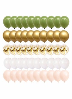 Generic 62 PCS Olive Green & Gold Confetti Balloons Set for Weddings, Graduations, Baby Showers & Parties - Perfect Indoor/Outdoor Decoration  - Image 1