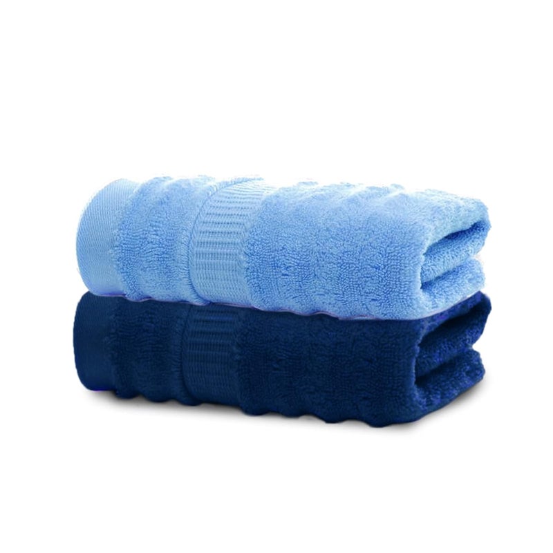 Mush Ultra Soft & Super Absorbent | 600 GSM Bamboo Bath Towel Set of 2 | 29 X 59 Inches (Sky Blue & Navy Blue) Pack of 2 - Image 1