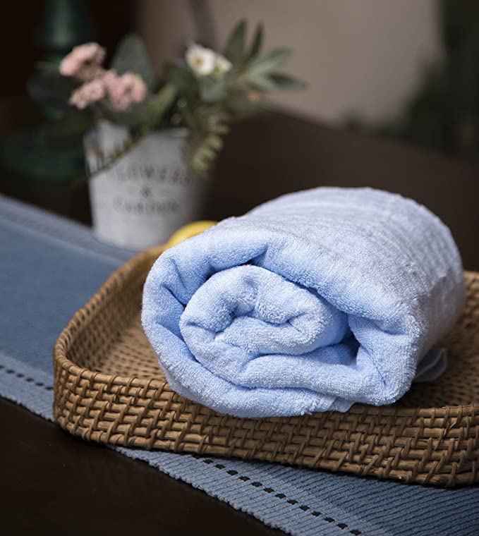 Mush Ultra Soft & Super Absorbent | 600 GSM Bamboo Bath Towel Set of 2 | 29 X 59 Inches (Sky Blue & Navy Blue) Pack of 2 - Image 4