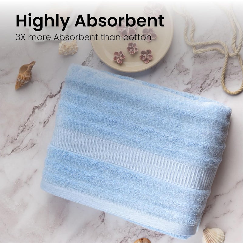 Mush Ultra Soft & Super Absorbent | 600 GSM Bamboo Bath Towel Set of 2 | 29 X 59 Inches (Sky Blue & Navy Blue) Pack of 2 - Image 5