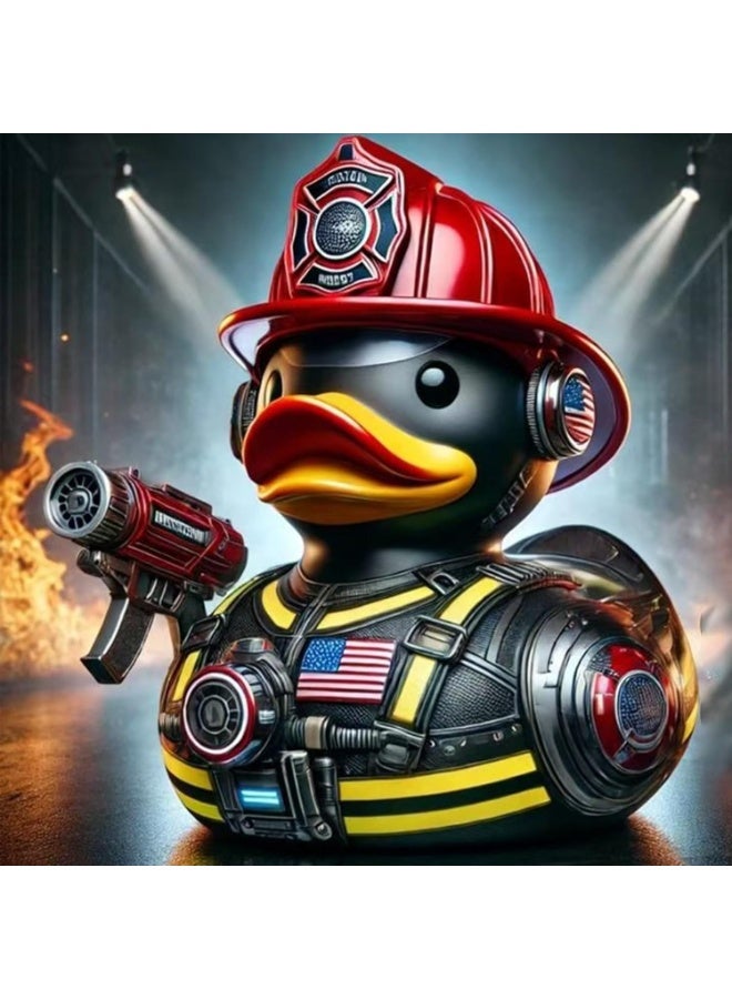 Unique Rubber Duck, Funny Traffic Police Memorial Duck, Armed Firefighter Collectible Duck Figure,Coolest Rubber Resin Ducks,Novelty Duck Ornaments, Hand-Painted Duck Collectibles, Home Decor Displays - Image 3