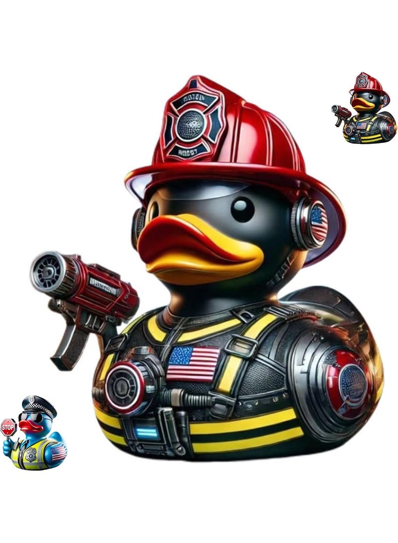 Unique Rubber Duck, Funny Traffic Police Memorial Duck, Armed Firefighter Collectible Duck Figure,Coolest Rubber Resin Ducks,Novelty Duck Ornaments, Hand-Painted Duck Collectibles, Home Decor Displays - Image 1