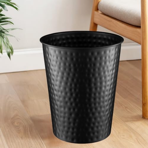 Monarch Abode Black Hand Hammered Metal Wastebasket for Home Office Bedroom, Decorative Waste Basket, Modern Bathroom Garbage Can, Durable & Decorative Trash Bin, Black Bathroom Trash Can - Image 5