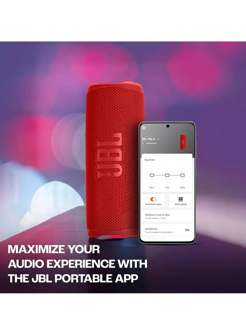 JBPL JBL Flip 6 Portable Bluetooth Speaker, Red - Image 4