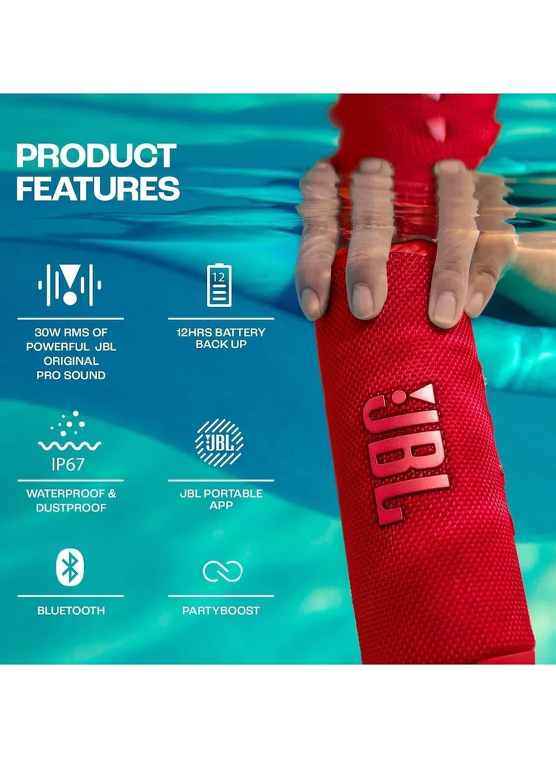 JBPL JBL Flip 6 Portable Bluetooth Speaker, Red - Image 3