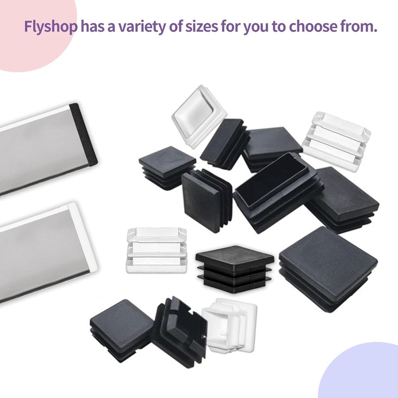 Flyshop 20 x 20 mm, 13/16" x 13/16" OD Square Tubing End Caps White Plastic Pipe Tube Plugs Chair Glide Insert 8 Pack - Image 5