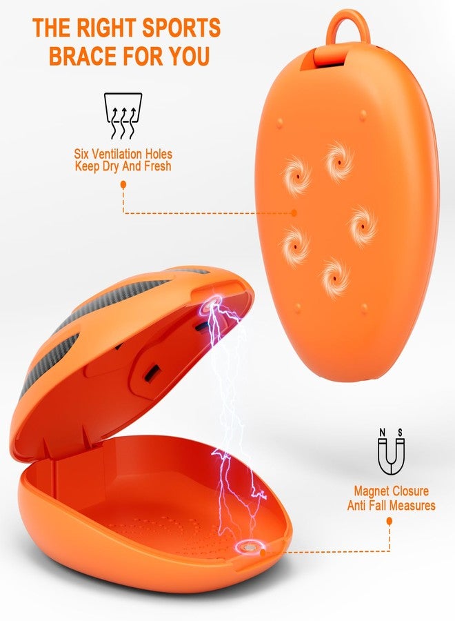 BVN Extra-Large Retainer & Orthodontic Aligner Case with Vent Holes, Universal Storage for Kids Sports Mouthguards & Dental Guards, Orange Carbon Fiber Coating with Silicone Lanyard - Image 2