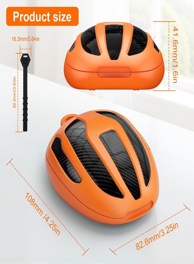 BVN Extra-Large Retainer & Orthodontic Aligner Case with Vent Holes, Universal Storage for Kids Sports Mouthguards & Dental Guards, Orange Carbon Fiber Coating with Silicone Lanyard - Image 1
