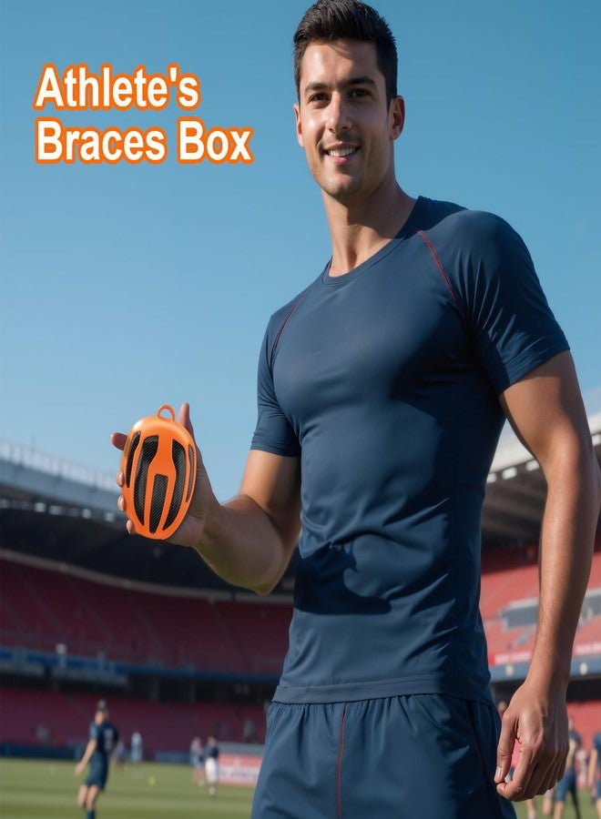 BVN Extra-Large Retainer & Orthodontic Aligner Case with Vent Holes, Universal Storage for Kids Sports Mouthguards & Dental Guards, Orange Carbon Fiber Coating with Silicone Lanyard - Image 3