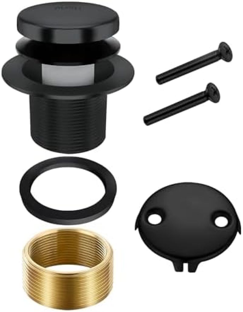 Copper nut American bathtub sewer, deodorant bathtub sewer, bathtub plug replacement bathtub drain accessories, water outlet, dumb black - Image 1