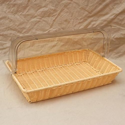 PAUL SONS Hospitality Commercial Professional Restaurant Cafe Self Serve Bread Basket/Pastry Donut/Cookie Display Wicker Basket Case Countertop Rectangle with lid Beige Color 21"x13"x3" (Pack of 1Pc) - Image 5