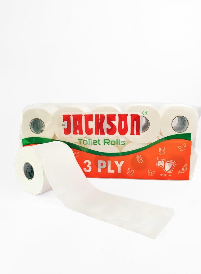 Jackson Toilet Paper 3 Ply (Pack of 10 Rolls) 270+ Tissue Paper Pulls/Roll Guaranteed! - 2700+ Tissue Pulls - Image 2