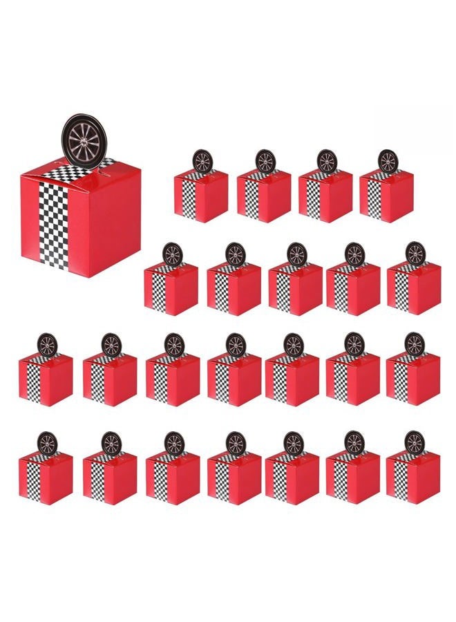 HappFestiv 24 Pcs Race Car Party Favor Boxes, Foldable Paper Checkered Goodie Boxes, Treat Boxes for Candy Snacks & Gifts, Racing Theme Birthday Party Supplies - Image 1