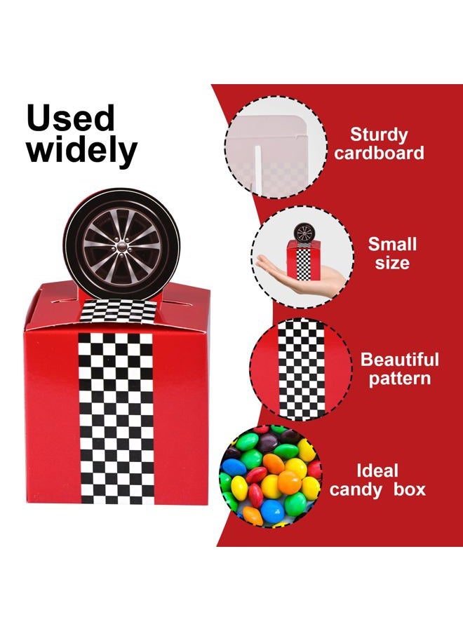 HappFestiv 24 Pcs Race Car Party Favor Boxes, Foldable Paper Checkered Goodie Boxes, Treat Boxes for Candy Snacks & Gifts, Racing Theme Birthday Party Supplies - Image 3