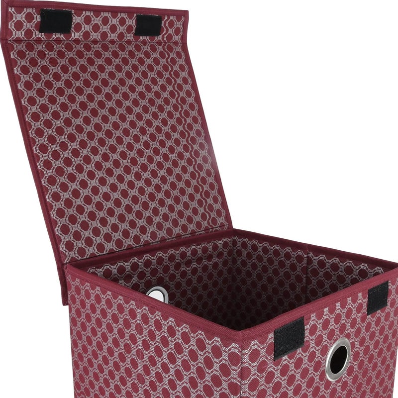 SHREY CREATION Shrey Creation Non Woven Foldable 68 Ltrs Laundry BagStorage BasketBin with Lid and Handle for Washing Clothes Baby Toys Box Dirty Dress Maroon print  - Image 3