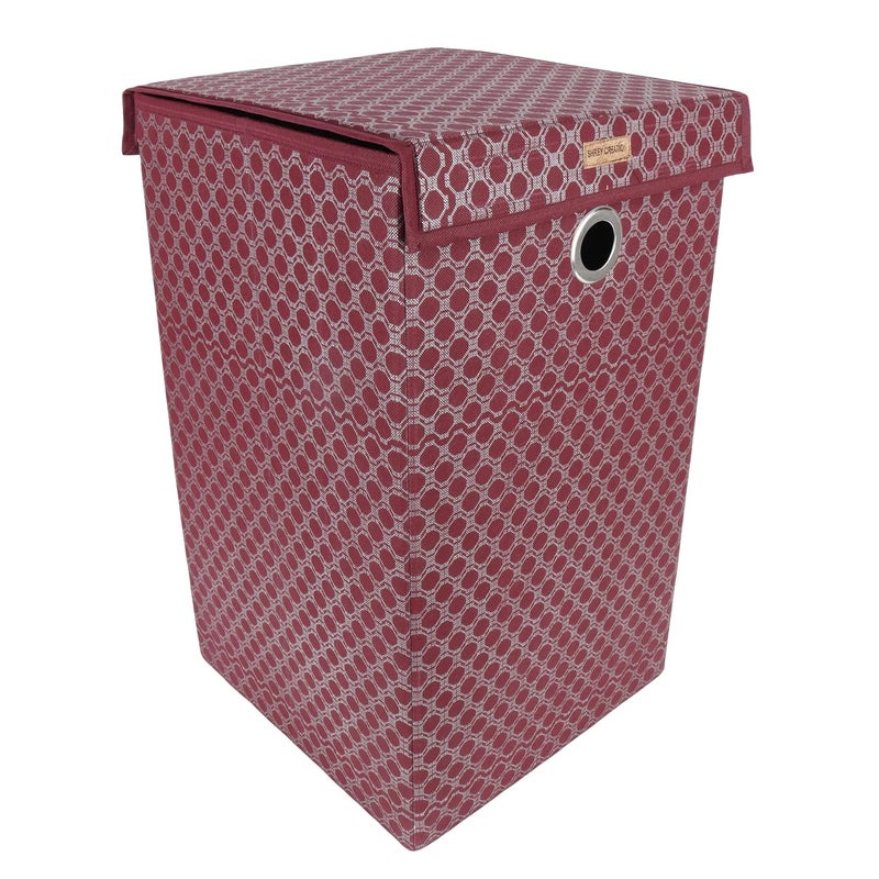 SHREY CREATION Shrey Creation Non Woven Foldable 68 Ltrs Laundry BagStorage BasketBin with Lid and Handle for Washing Clothes Baby Toys Box Dirty Dress Maroon print  - Image 2