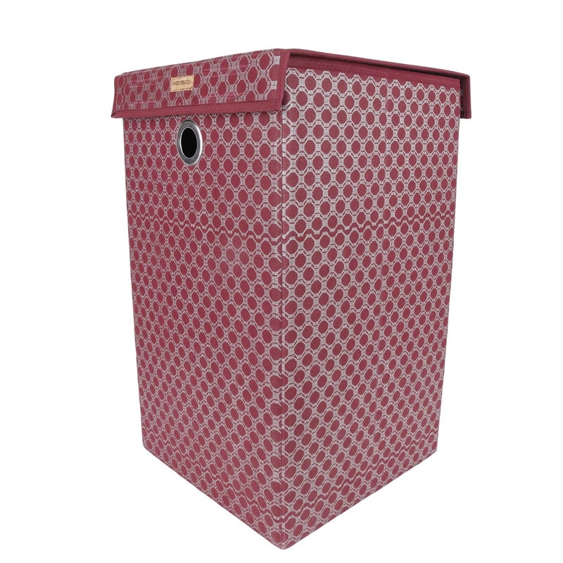 SHREY CREATION Shrey Creation Non Woven Foldable 68 Ltrs Laundry BagStorage BasketBin with Lid and Handle for Washing Clothes Baby Toys Box Dirty Dress Maroon print  - Image 4