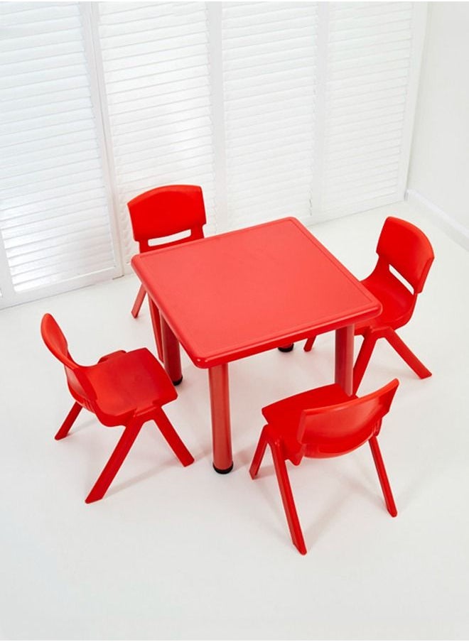 JSAITOYS 5 Pieces Red Color Table And Chair Set For Kindergarten Furniture  - Image 1