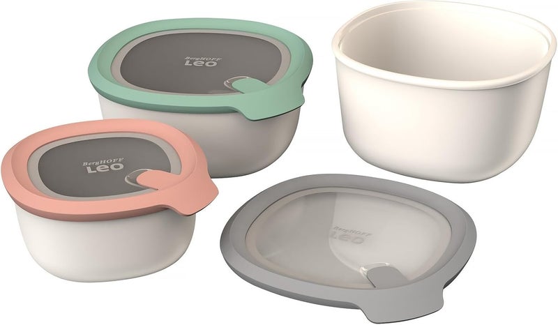 Berghoff Set of 3 Stackable Food Containers 0.9L, 1.65L, and 2L Silicone Lids for Refrigerator, Microwave, Dishwasher Safe - Image 2