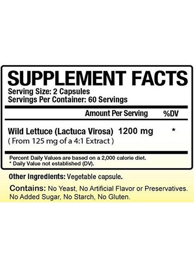 Biotech Nutritions مستخلص الخس البري من بايوتيك نيوترشن 1200 ملغ حصة 120 كبسولة نباتية خالية من الجيلاتين مصنوعة في الولايات المتحدة الأمريكية الأكثر قوة لاكتوكا فيروسا نباتي وغير معدل وراثيًا - Image 2