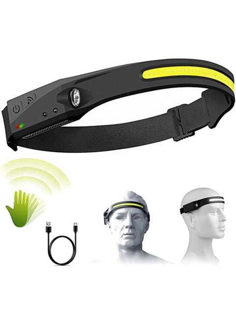 Headlamp Rechargeable,Head Torch with Motion Sensor, 350 Lumens Waterproof Headlamp for Kids Adults Running Camping