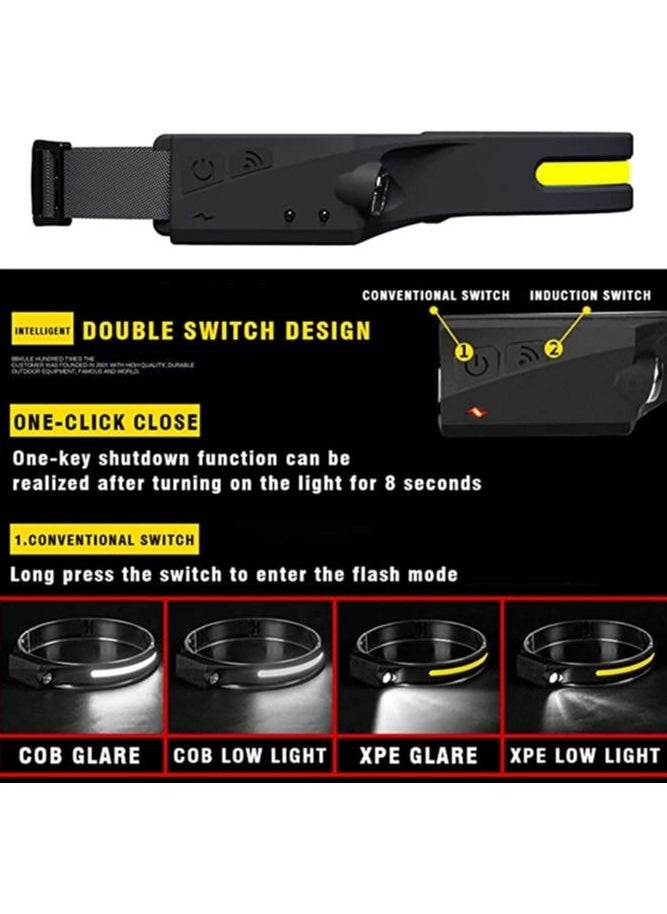 Generic Headlamp Rechargeable,Head Torch with Motion Sensor, 350 Lumens Waterproof Headlamp for Kids Adults Running Camping  - Image 2