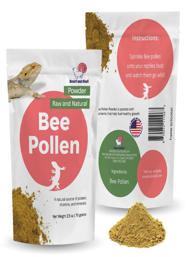 Snout and Shell Bee Pollen Powder for Reptiles - Natural Appetite Booster & Vitamin Supplement - Dusting Powder for Feeder Insects & Salads - All-Natural Reptile Food Topper - 2.5 oz - Image 1
