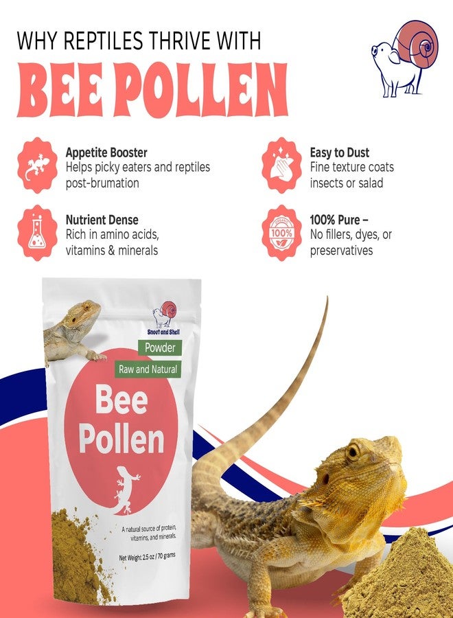 Snout and Shell Bee Pollen Powder for Reptiles - Natural Appetite Booster & Vitamin Supplement - Dusting Powder for Feeder Insects & Salads - All-Natural Reptile Food Topper - 2.5 oz - Image 2