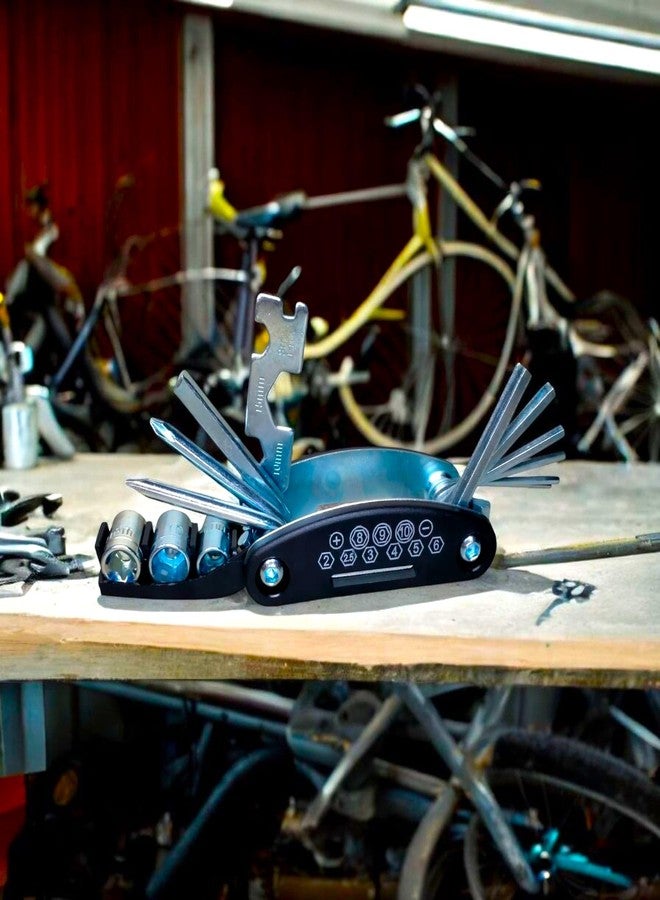 CYIDER 16-in-1 Bicycle Repair Tool Kit | Compact Foldable Cycle Toolkit for Men | Allen Key, Spoke Wrench, Screwdrivers, Sockets | MTB & Road Bike Accessories Set - Image 2