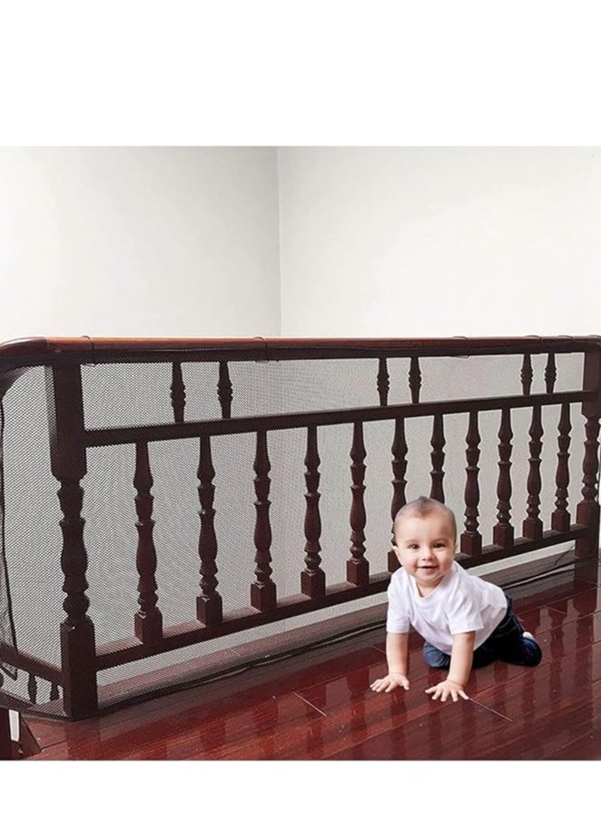 Generic Stairway Net, Baby Safety Stairs Rail Net, 300x90 Cm Durable Baby Proofing Stairs Rail Safety Net with No Drilling, Rail Balcony Banister Stair Mesh for Hild, Pet, Indoor and Outdoor (brown, 300*90cm) 