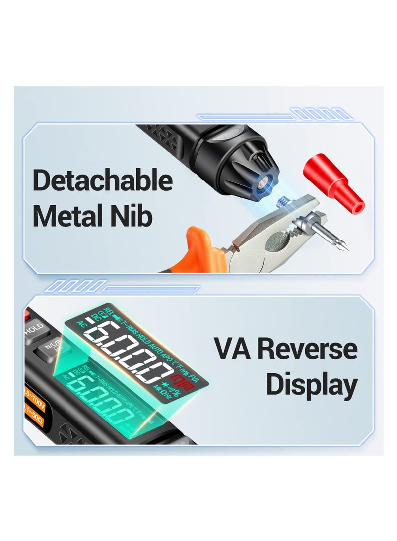 Pen Type Voltage Tester Digital Multimeter, AC/DC Voltage Professional Tester Meter, Non-Contact Voltmeter Sensor Test with LCD Display, Buzzer Alarm, Diode Live Wire Identification - Image 3