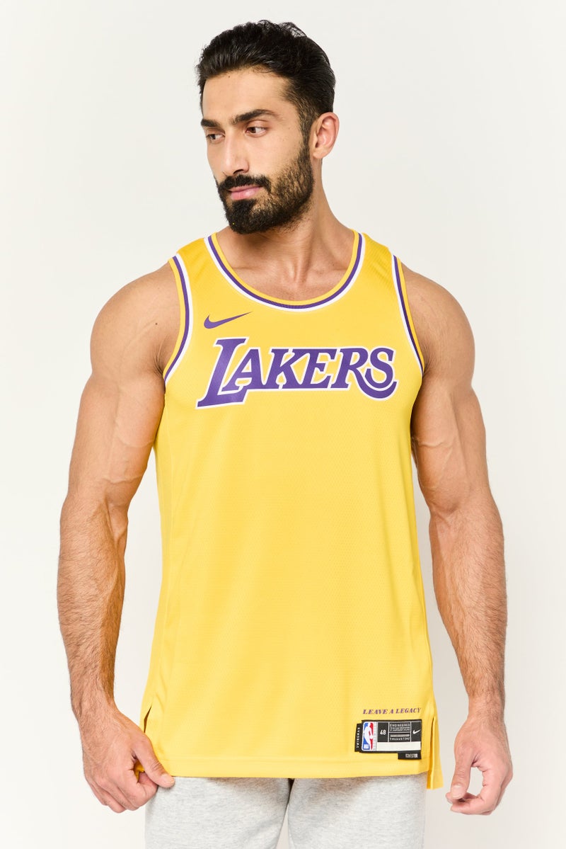 Nike Men Dri-Fit LA Lakers Basketball Jersey, Yellow - Image 1