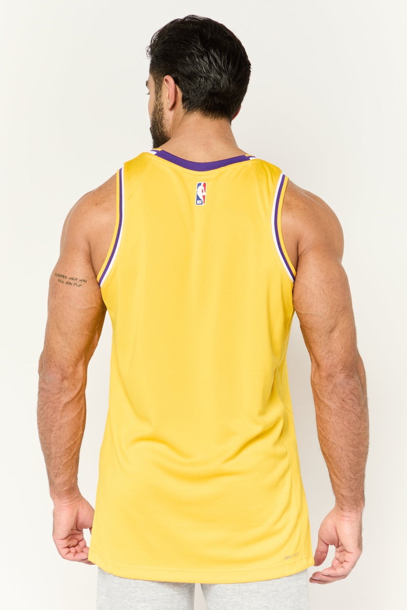 Nike Men Dri-Fit LA Lakers Basketball Jersey, Yellow - Image 4