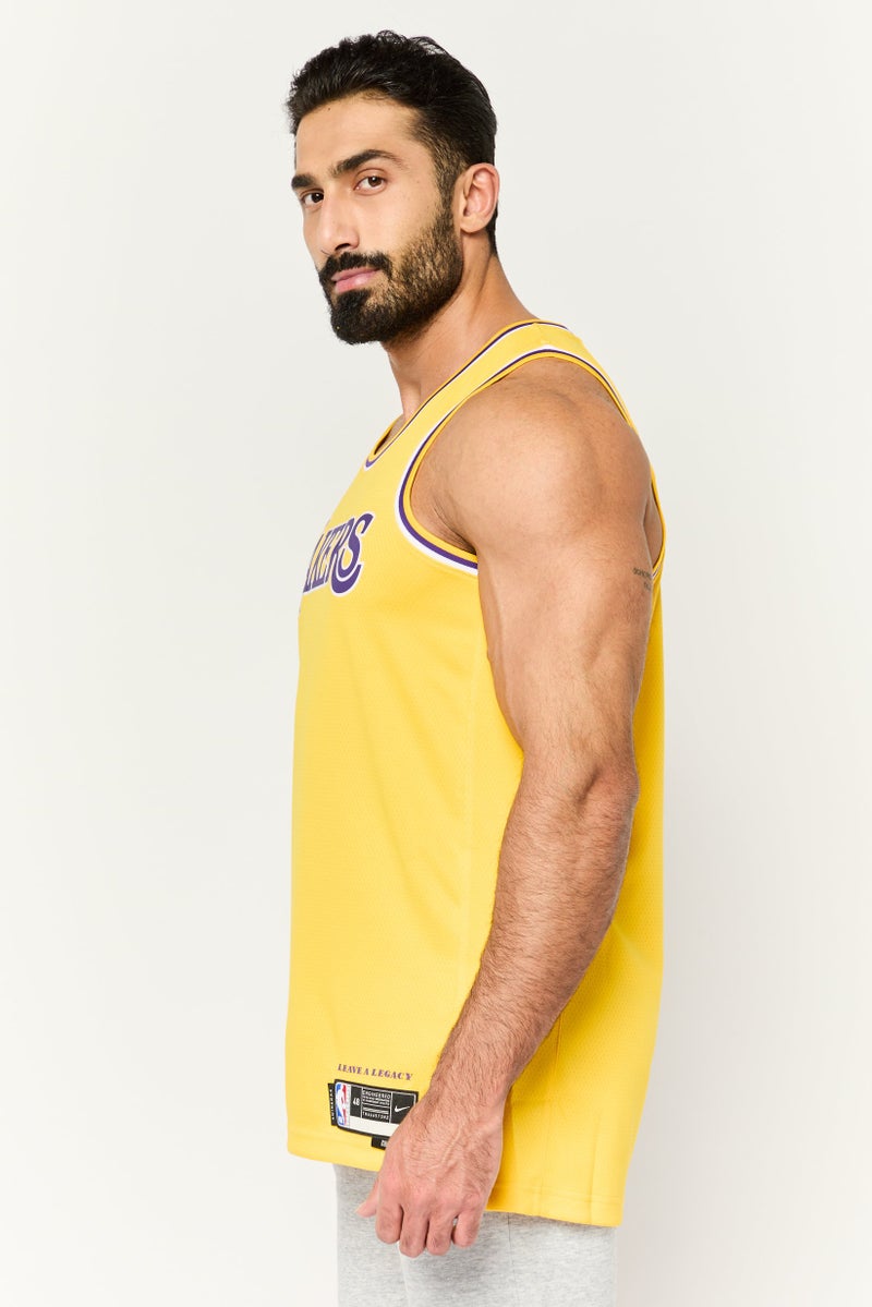 Nike Men Dri-Fit LA Lakers Basketball Jersey, Yellow - Image 3