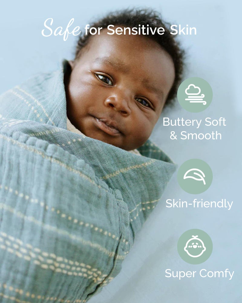 TotCare Graco Pack and Play Sheets Fitted – Compatible with Graco Pack n Play Playard Crib & Other 27 x 39 Inch Playpen Mattress, Buttery Soft Jersey Playard Sheets, Blue Sage Cloud 3 Pack - Image 5