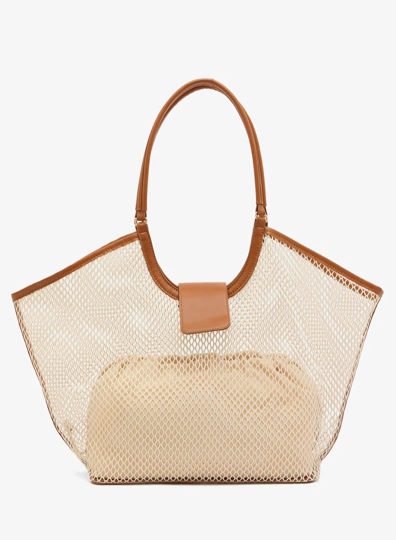 GLAMOROUS Cream Oversized Raffia Tote Bag